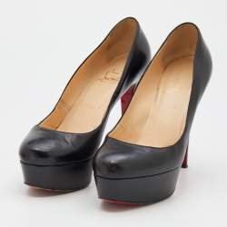 Pre Owned Christian Louboutin Black Leather Bianca Platform Pumps Size 37.5