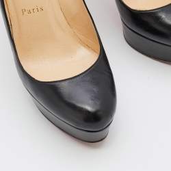 Pre Owned Christian Louboutin Black Leather Bianca Platform Pumps Size 37.5