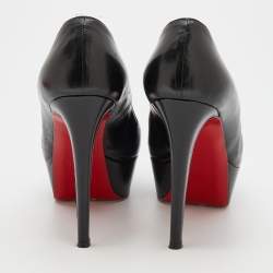 Pre Owned Christian Louboutin Black Leather Bianca Platform Pumps Size 37.5