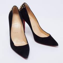 Pre Owned Christian Louboutin Black Suede Zappa  Pointed Toe Pumps 37.5