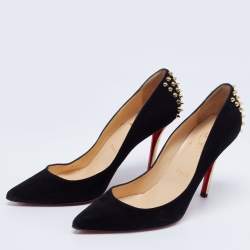 Pre Owned Christian Louboutin Black Suede Zappa  Pointed Toe Pumps 37.5