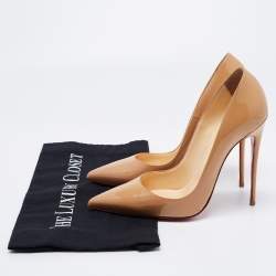 Pre Owned Christian Louboutin Beige Patent Pigalle Pumps Size 38