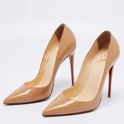 Pre Owned Christian Louboutin Beige Patent Pigalle Pumps Size 38