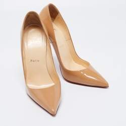 Pre Owned Christian Louboutin Beige Patent Pigalle Pumps Size 38