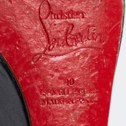 Pre Owned Christian Louboutin Black Leather Barcelona Wedge Sandals Size 40
