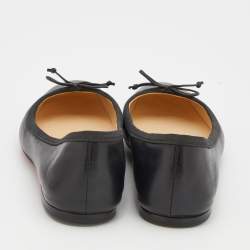 مملوكة مسبقًا Christian Louboutin Black Leather Mamadrague Square Toe Ballet Flats Size 38