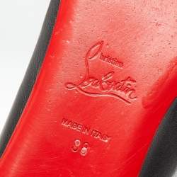 مملوكة مسبقًا Christian Louboutin Black Leather Mamadrague Square Toe Ballet Flats Size 38