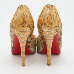 Christian Louboutin Beige Python Leather Very Prive Peep Toe Pumps Size 37