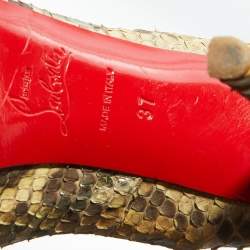 Christian Louboutin Beige Python Leather Very Prive Peep Toe Pumps Size 37