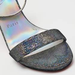Pre Owned Christian Louboutin Multicolor Glitter Loubi Queen Sandals Size 38.5