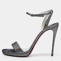 Pre Owned Christian Louboutin Multicolor Glitter Loubi Queen Sandals Size 38.5