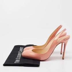 Pre Owned Christian Louboutin Peach Pink Patent Leather Fifi Slingback Pumps Size 36.5