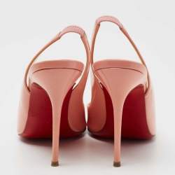 Pre Owned Christian Louboutin Peach Pink Patent Leather Fifi Slingback Pumps Size 36.5
