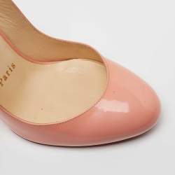 Pre Owned Christian Louboutin Peach Pink Patent Leather Fifi Slingback Pumps Size 36.5