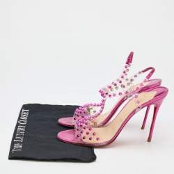 مملوكة مسبقًا Christian Louboutin Transparent PVC Spiked J- Lissimo Slingback Sandals Size 41