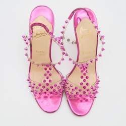 مملوكة مسبقًا Christian Louboutin Transparent PVC Spiked J- Lissimo Slingback Sandals Size 41
