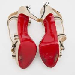 Pre Owned Christian Louboutin Grey Suede Rodita Zip Platforms Sandals Size 39