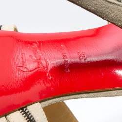 Pre Owned Christian Louboutin Grey Suede Rodita Zip Platforms Sandals Size 39