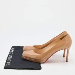 Pre Owned Christian Louboutin Beige Patent Leather New Simple Pumps Size 39
