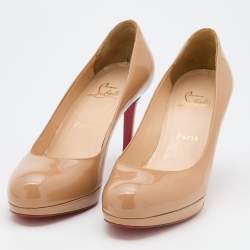Pre Owned Christian Louboutin Beige Patent Leather New Simple Pumps Size 39