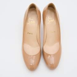 Pre Owned Christian Louboutin Beige Patent Leather New Simple Pumps Size 39