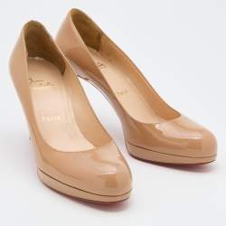 Pre Owned Christian Louboutin Beige Patent Leather New Simple Pumps Size 39