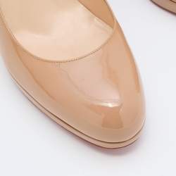 Pre Owned Christian Louboutin Beige Patent Leather New Simple Pumps Size 39