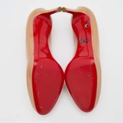 Pre Owned Christian Louboutin Beige Patent Leather New Simple Pumps Size 39