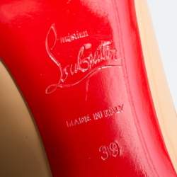 Pre Owned Christian Louboutin Beige Patent Leather New Simple Pumps Size 39