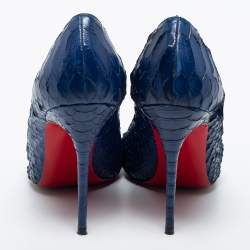 Pre Owned Christian Louboutin Blue Python Leather So Kate Pumps Size 38.5