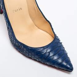 Pre Owned Christian Louboutin Blue Python Leather So Kate Pumps Size 38.5