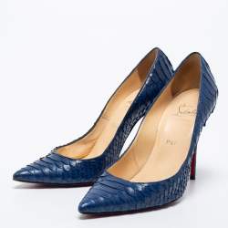 Pre Owned Christian Louboutin Blue Python Leather So Kate Pumps Size 38.5