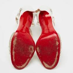 Pre Owned Christian Louboutin White Mesh and Leather Martha Lattice Sandals Size 40