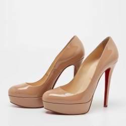 مملوكة مسبقًا Christian Louboutin Beige Patent Leather Bianca Platform Pumps Size 39