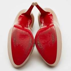 مملوكة مسبقًا Christian Louboutin Beige Patent Leather Bianca Platform Pumps Size 39