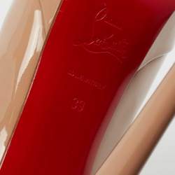 مملوكة مسبقًا Christian Louboutin Beige Patent Leather Bianca Platform Pumps Size 39