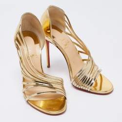 Christian Louboutin Metallic Gold Leather Norina Sandals Size 37
