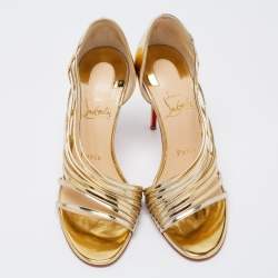 Christian Louboutin Metallic Gold Leather Norina Sandals Size 37