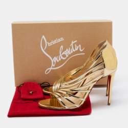 Christian Louboutin Metallic Gold Leather Norina Sandals Size 37
