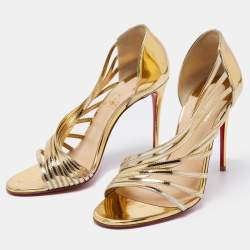 Christian Louboutin Metallic Gold Leather Norina Sandals Size 37