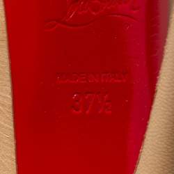 Pre Owned Christian Louboutin Beige Leather Ankle Strap Pumps Size 37.5