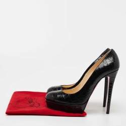 Pre Owned Christian Louboutin Black Croc Embossed Leather Decollete  Pumps Size 41