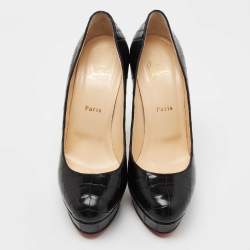 Pre Owned Christian Louboutin Black Croc Embossed Leather Decollete  Pumps Size 41