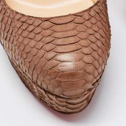 Christian Louboutin Beige Python Leather Peep Toe Pumps Size 39