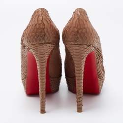 Christian Louboutin Beige Python Leather Peep Toe Pumps Size 39
