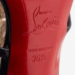 Christian Louboutin Black Patent Leather/Mesh and Lace Fortitia Ankle Strap Sandals Size 36.5