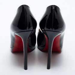 Pre Owned Christian Louboutin Black Patent Leather Pigalle Plato Platform Pumps Size 38