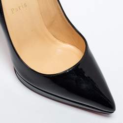 Pre Owned Christian Louboutin Black Patent Leather Pigalle Plato Platform Pumps Size 38