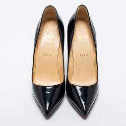 Pre Owned Christian Louboutin Black Patent Leather Pigalle Plato Platform Pumps Size 38