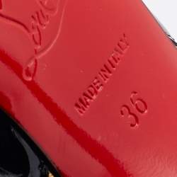 مملوكة مسبقًا Christian Louboutin Black/Gold Patent Leather and PVC Cosmo Pointed Toe Pumps Size 36